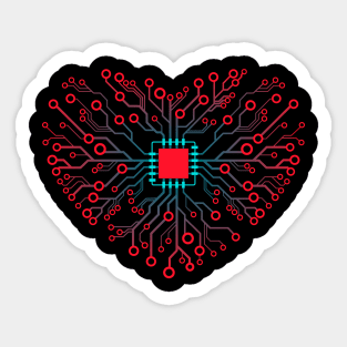 Computer Core Processor CPU  Heart RED Sticker